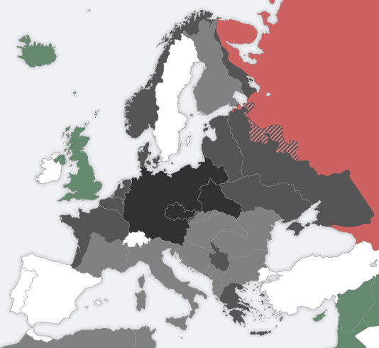 Moderní dějiny - Mapa evropy za 2 světové války
